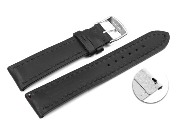 Schnellwechsel Uhrenarmband Leder stark gepolstert hydrophobiert schwarz 20mm Gold