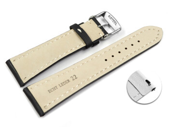 Schnellwechsel Uhrenarmband - Leder - stark gepolstert - glatt - schwarz - 22/18mm Gold