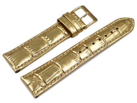 Uhrenarmband gepolstert Kroko Prägung Gold 14 bis 20 mm