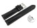 Schnellwechsel Uhrenarmband Leder stark gepolstert glatt schwarz dunkelgrüne Naht 24mm Gold