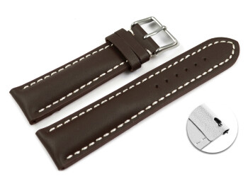 Schnellwechsel Uhrenarmband Leder stark gepolstert glatt dunkelbraun 23mm Stahl