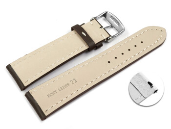 Schnellwechsel Uhrenarmband Leder stark gepolstert glatt dunkelbraun 23mm Stahl
