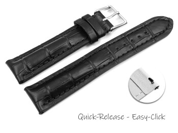 Schnellwechsel Uhrenband Leder stark gepolstert Kroko schwarz TiT 22mm Stahl