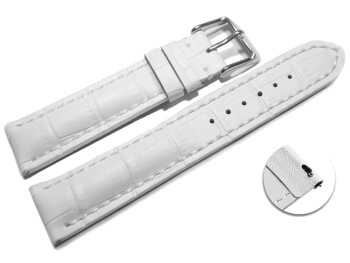 Schnellwechsel Uhrenband Leder stark gepolstert Kroko weiß 20mm Stahl
