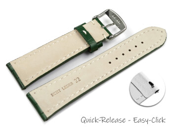 Schnellwechsel Uhrenband Leder stark gepolstert Kroko grün 22mm Stahl