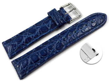 Schnellwechsel Uhrenarmband Leder gepolstert African blau 18mm Gold