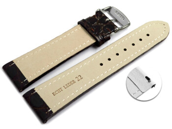 Schnellwechsel Uhrenarmband Leder gepolstert African dunkelbraun 20mm Gold