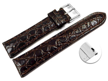 Schnellwechsel Uhrenarmband Leder gepolstert African dunkelbraun 24mm Gold