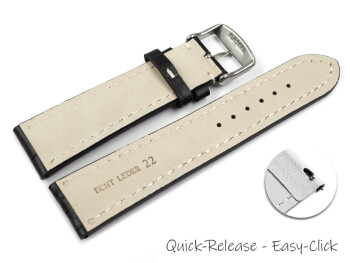 Schnellwechsel Uhrenband - XS - Leder - stark gepolstert - Kroko - schwarz 22mm Gold