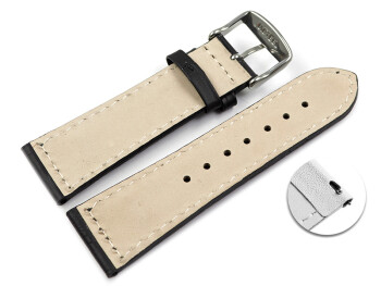 Schnellwechsel Uhrenband - Leder - gepolstert - Kroko - schwarz - XS 20mm Stahl