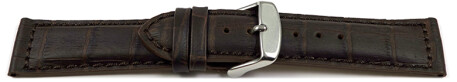 Schnellwechsel Uhrenband - Leder - gepolstert - Kroko - dunkelbraun - XS 20mm Stahl