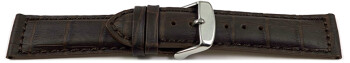 Schnellwechsel Uhrenband - Leder - gepolstert - Kroko - dunkelbraun - XS 22mm Stahl