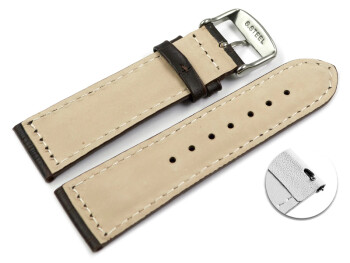 Schnellwechsel Uhrenband - Leder - gepolstert - Kroko - dunkelbraun - XS 22mm Gold