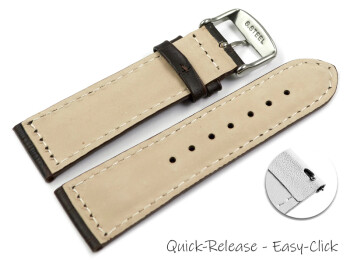 Schnellwechsel Uhrenband - Leder - gepolstert - Kroko - dunkelbraun - XS 24mm Gold