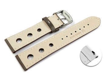 Schnellwechsel Uhrenarmband echt Leder Race dunkelbraun 20mm Gold