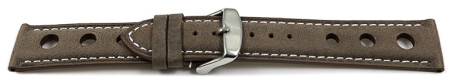 Schnellwechsel Uhrenarmband echt Leder Race dunkelbraun 22mm Stahl