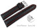 Schnellwechsel Uhrenarmband - Leder - Carbon Prägung - schwarz - rote Naht 22mm Stahl