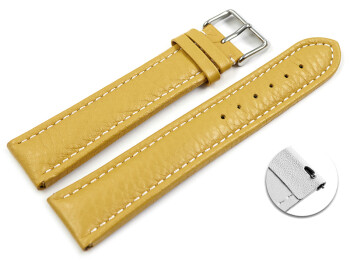 Schnellwechsel Uhrenband echtes Leder gepolstert genarbt gelb 18mm Gold