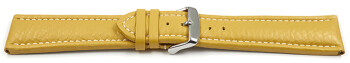 Schnellwechsel Uhrenband echtes Leder gepolstert genarbt gelb 20mm Stahl