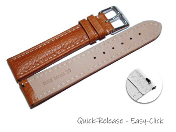 Schnellwechsel Uhrenband echtes Leder gepolstert genarbt hellbraun 18mm Stahl