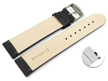 Schnellwechsel Uhrenband echtes Leder gepolstert genarbt schwarz 18mm Gold