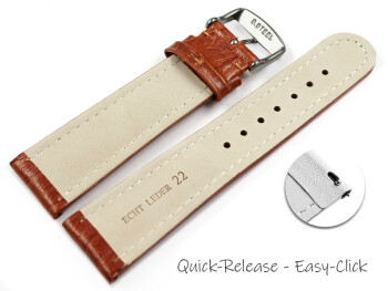 Schnellwechsel Uhrenband Leder gepolstert Bark braun TiT 24mm Stahl