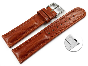 Schnellwechsel Uhrenband Leder gepolstert Bark braun TiT 24mm Gold