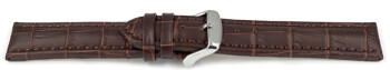 Schnellwechsel Uhrenarmband gepolstert Kroko Prägung Leder dunkelbraun TiT 22mm Stahl