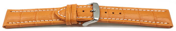 Schnellwechsel Uhrenarmband gepolstert Kroko Prägung Leder orange 22mm Stahl