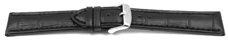 Schnellwechsel Uhrenarmband gepolstert Kroko Prägung Leder schwarz TiT 20mm Stahl