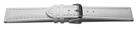 Schnellwechsel Uhrenarmband gepolstert Kroko Prägung Leder weiß 22mm Stahl