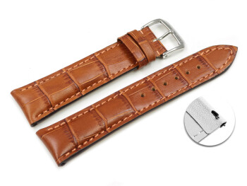 Schnellwechsel Uhrenarmband RIOS Kroko Prägung art manuel hellbraun 21 mm Stahl