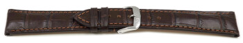 Schnellwechsel Uhrenarmband RIOS Kroko Prägung art manuel dunkelbraun 19 mm Stahl