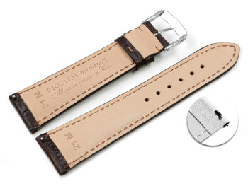 Schnellwechsel Uhrenarmband RIOS Kroko Prägung art manuel dunkelbraun 21 mm Stahl