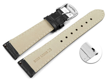 Schnellwechsel Uhrenarmband Leder Kroko Prägung schwarz 19mm Gold