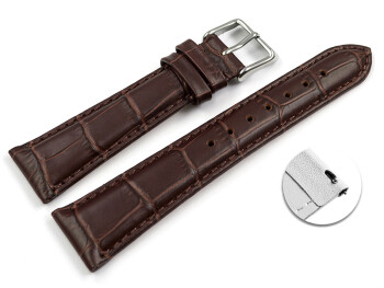 Schnellwechsel Uhrenarmband Leder Kroko Prägung braun 21mm Gold