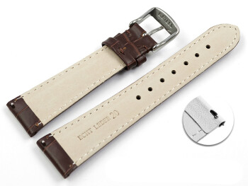 Schnellwechsel Uhrenarmband Leder Kroko Prägung braun 21mm Gold
