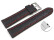 XL Schnellwechsel Uhrenarmband - Kroko Prägung - gepolstert - Leder - schwarz - rote Naht XL 20mm Gold