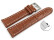 XL Schnellwechsel Uhrenarmband - gepolstert - Leder - Kroko Prägung - hellbraun 18mm Stahl