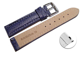 Schnellwechsel Uhrenarmband gepolstert echt Hai dunkelblau 24mm Gold