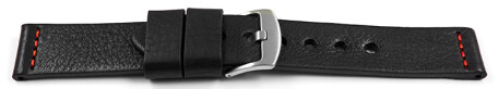 Schnellwechsel Uhrenarmband Ranger massives Leder schwarz rote Naht 18mm
