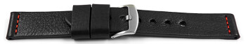Schnellwechsel Uhrenarmband Ranger massives Leder schwarz rote Naht 18mm