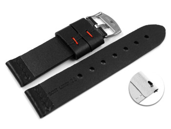 Schnellwechsel Uhrenarmband Ranger massives Leder schwarz rote Naht 18mm