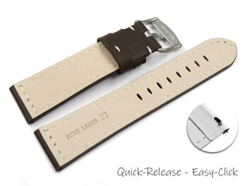 Schnellwechsel Uhrenband Sattelleder massives Leder dunkelbraun 24mm