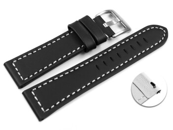 Schnellwechsel Uhrenband Sattelleder massives Leder schwarz 18mm