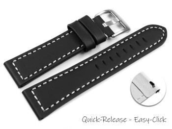 Schnellwechsel Uhrenband Sattelleder massives Leder schwarz 20mm