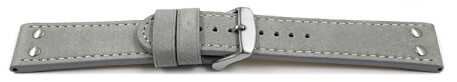 Schnellwechsel Uhrenarmband Wasserbüffel Leder grau  22mm Stahl