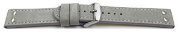 Schnellwechsel Uhrenarmband Wasserbüffel Leder grau  22mm...