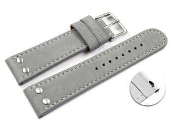 Schnellwechsel Uhrenarmband Wasserbüffel Leder grau  22mm Gold