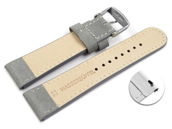 Schnellwechsel Uhrenarmband Wasserbüffel Leder grau  22mm Gold